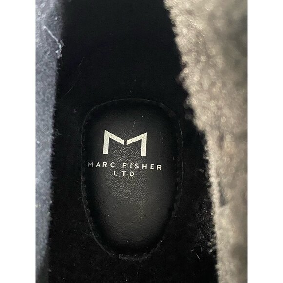 Marc Fisher LTD Womens Fairly Winter Boots Black Fur Trim Ankle Lace Up 10 M New - Picture 7 of 9